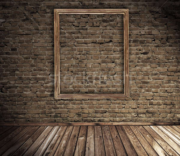 Stock photo: old grunge interior with blank picture frame