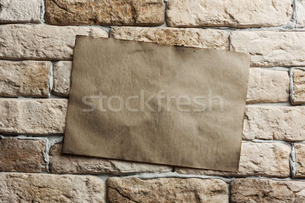 Foto d'archivio: Carta · muro · vecchia · carta · muro · di · mattoni · sfondo · lettera