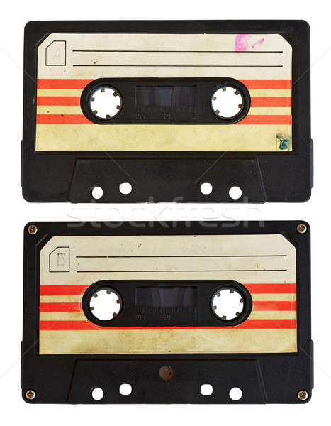 Audio kaseta odizolowany biały strona czerwony Zdjęcia stock © Avlntn