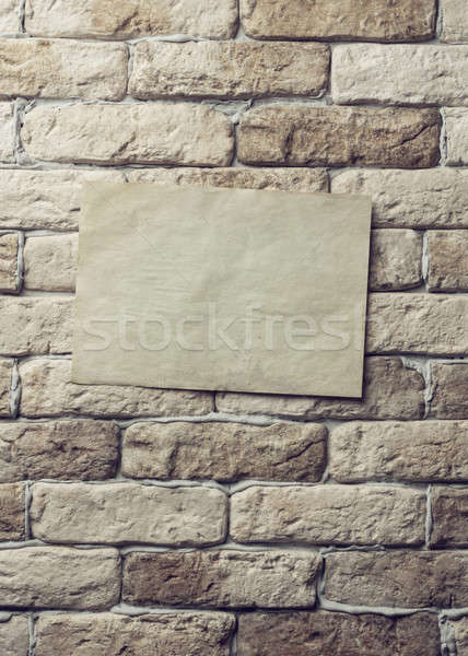 [[stock_photo]]: Papier · mur · vieux · papier · mur · de · briques · fond · lettre