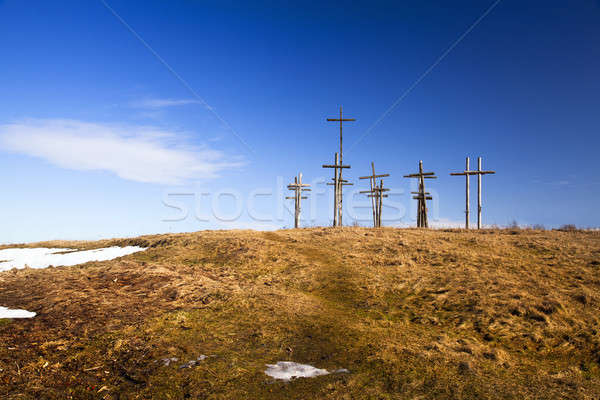 crosses on the hill. Belarus Stock photo © avq