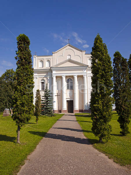 Katolikus templom terület Fehéroroszország épület fény Stock fotó © avq