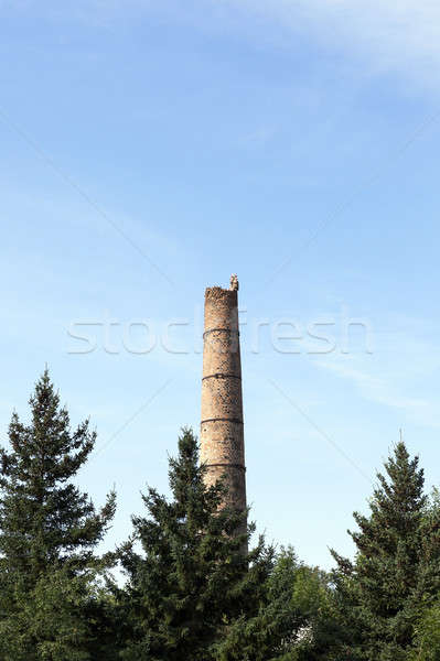 Oude baksteen pijp hemel rook Stockfoto © avq