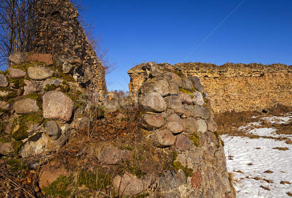 Festung Ruinen Dorf Gebäude Wand Natur Stock foto © avq