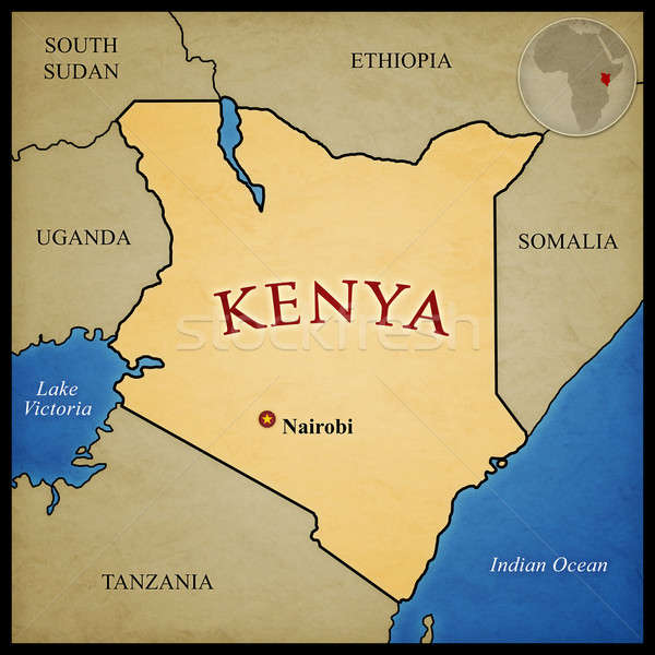 肯尼亞 地圖 國家 位置 非洲 質地 商業照片 © axstokes