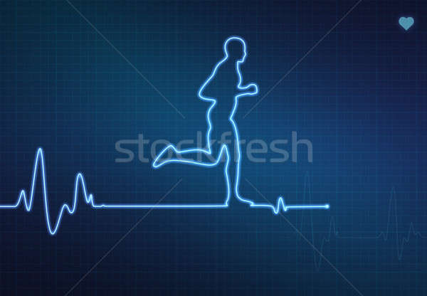 を実行して 健康な心臓 医療 中心 モニター 心電図 ストックフォト © axstokes