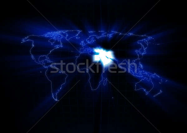 Carte du monde Moyen-Orient noir monde technologie Photo stock © axstokes