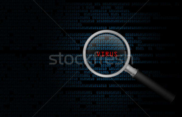 Компьютер Вирус двоичный код поиск увеличительное стекло синий красный Сток-фото © axstokes