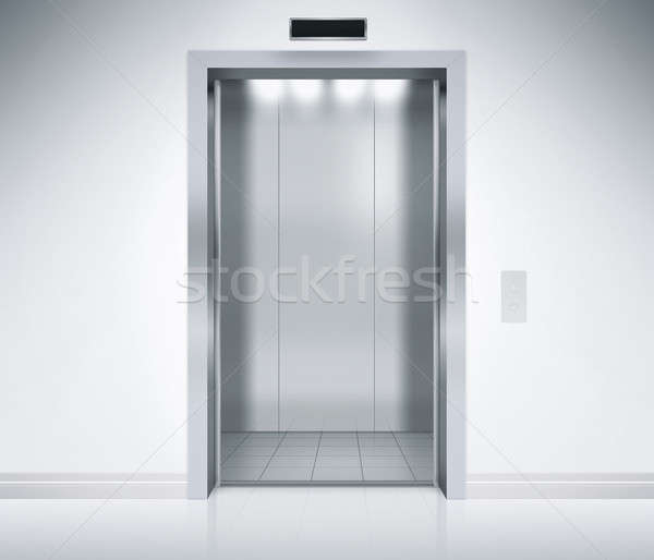 電梯 門 打開 空的 現代 抬 商業照片 © axstokes