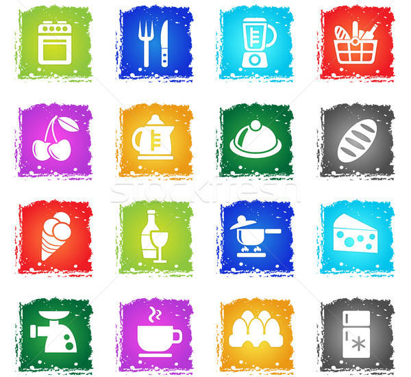 food and kitchen icon set Stock photo © ayaxmr