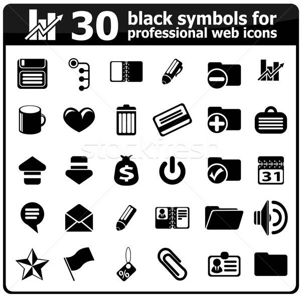 30 черный служба иконки просто веб Сток-фото © ayaxmr