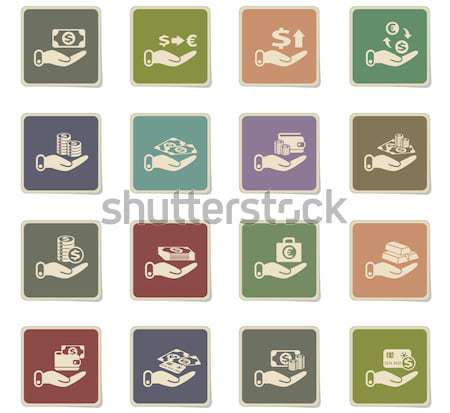 Hand and money icons set Stock photo © ayaxmr