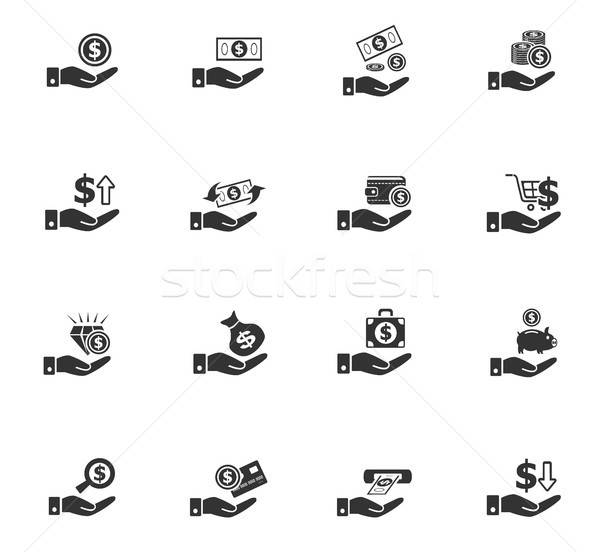 hand and money icon set Stock photo © ayaxmr