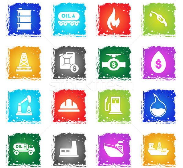 extraction of oil icon set Stock photo © ayaxmr