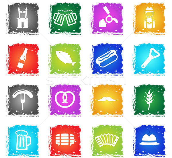 Октоберфест просто иконки символ Гранж стиль Сток-фото © ayaxmr