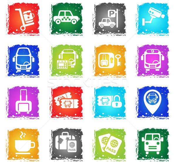 Bus station web icons grunge stijl Stockfoto © ayaxmr