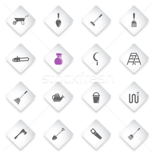 Garten Werkzeuge einfach Symbole Symbol Web-Icons Stock foto © ayaxmr