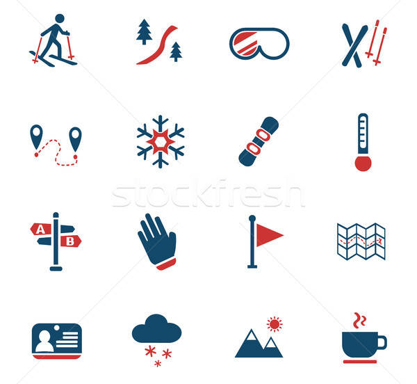 Skifahren Web-Icons Benutzer Schnittstelle Design Stock foto © ayaxmr