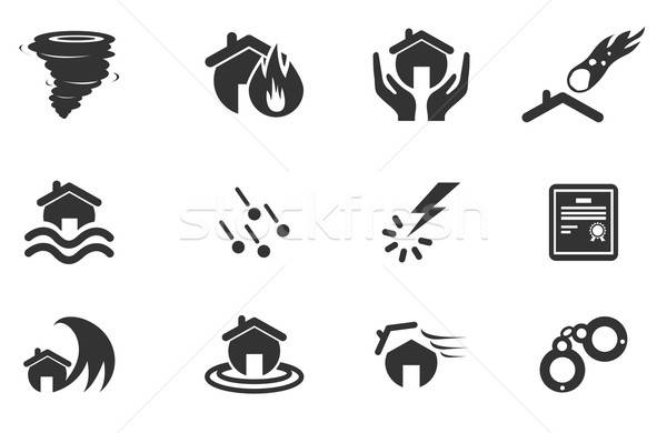[[stock_photo]]: Assurance · habitation · icônes · simplement · symboles · web · utilisateur