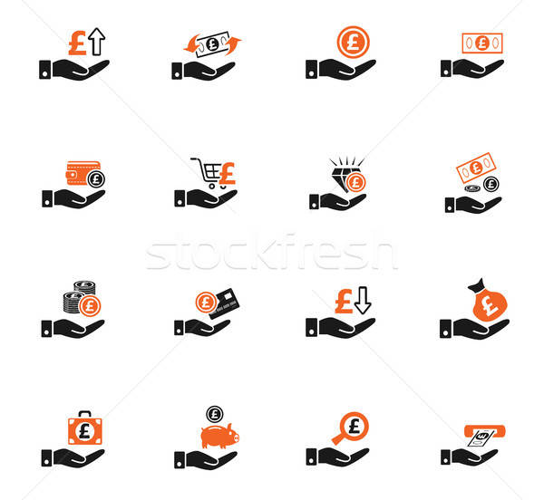 hand and money icon set Stock photo © ayaxmr