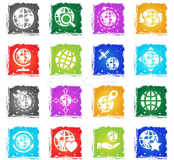 Stockfoto: Globes · web · icons · grunge · stijl · gebruiker