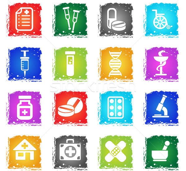 pharmacy icon set Stock photo © ayaxmr