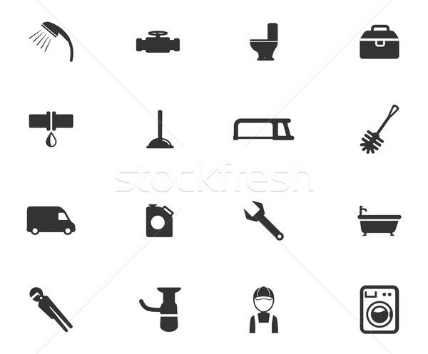 Sanitair dienst eenvoudig iconen symbool web icons Stockfoto © ayaxmr