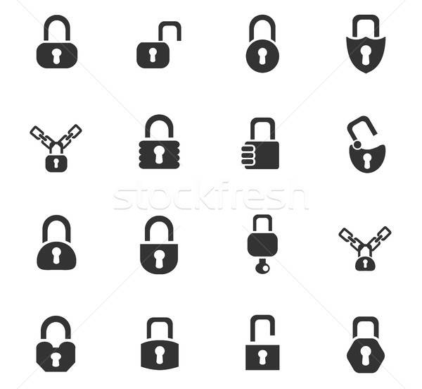 lock icons set Stock photo © ayaxmr