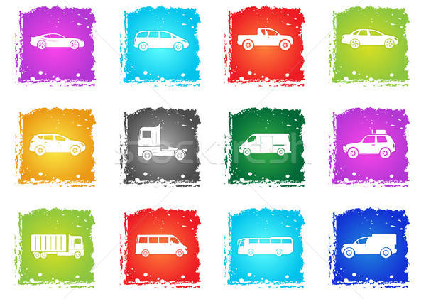 Autók egyszerűen ikonok szimbólumok grunge stílus Stock fotó © ayaxmr