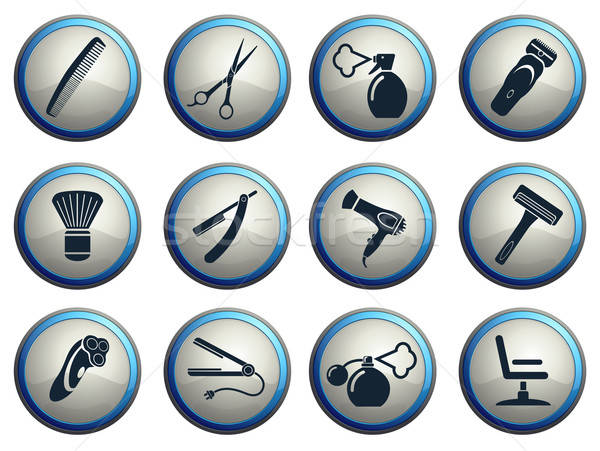 Barbershop icons set Stock photo © ayaxmr