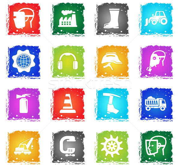 Industriële vector web icons grunge stijl Stockfoto © ayaxmr