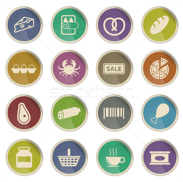Lebensmittelgeschäft einfach Symbole Label Web Benutzer Stock foto © ayaxmr