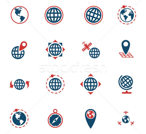 globes icon set Stock photo © ayaxmr