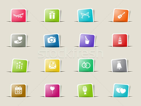 Mariage simplement icônes vecteur web utilisateur Photo stock © ayaxmr