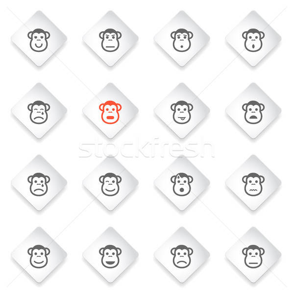 Monkey emotions simply icons Stock photo © ayaxmr