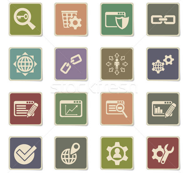 Seo fejlesztés ikon gyűjtemény webes ikonok felhasználó interfész Stock fotó © ayaxmr