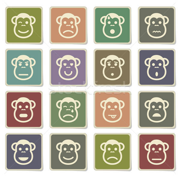 Macaco emoções simplesmente ícones vetor teia Foto stock © ayaxmr