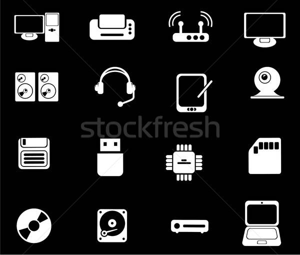 Computerapparatuur eenvoudige vector iconen eenvoudig symbolen Stockfoto © ayaxmr