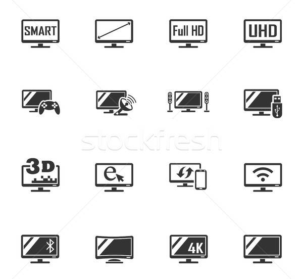 Okos tv ikon gyűjtemény webes ikonok felhasználó interfész Stock fotó © ayaxmr
