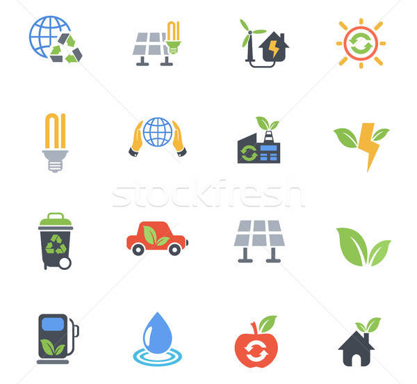 alternative energy icon set Stock photo © ayaxmr