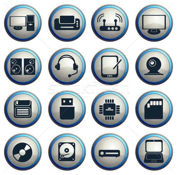 Computerapparatuur eenvoudige vector iconen eps 10 Stockfoto © ayaxmr
