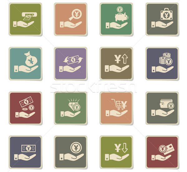 hand and money icon set Stock photo © ayaxmr