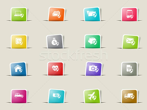 Verzekering eenvoudig iconen web gebruiker Stockfoto © ayaxmr