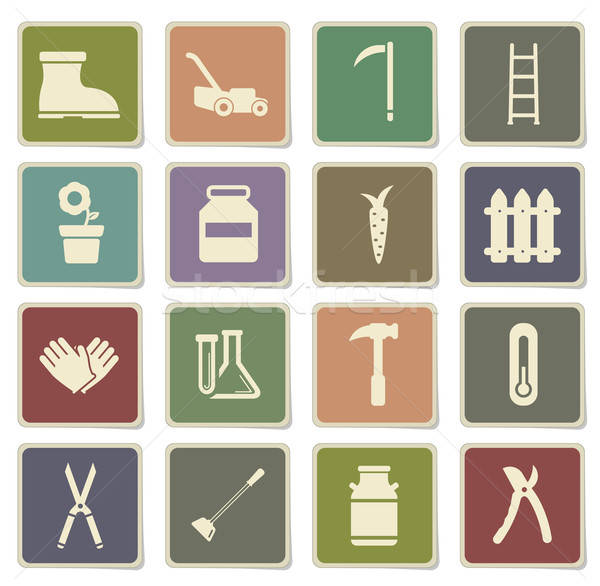 Garden tools simply icons Stock photo © ayaxmr