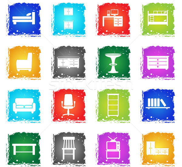 Furniture simply icons Stock photo © ayaxmr