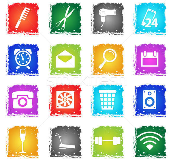 hotel room services icon set Stock photo © ayaxmr