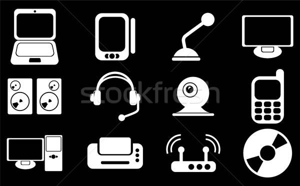 [[stock_photo]]: équipement · informatique · simple · vecteur · icônes · simplement · symboles