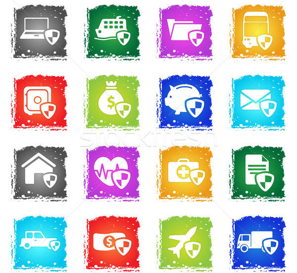 Insurance simply icons Stock photo © ayaxmr