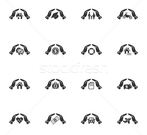 insurance hand icon set Stock photo © ayaxmr