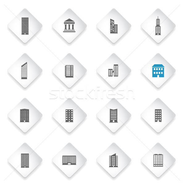 Buildings icons set Stock photo © ayaxmr